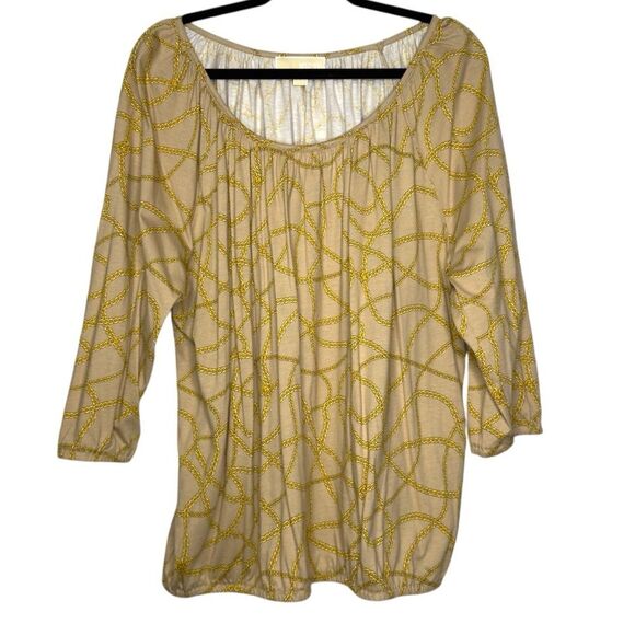 Michael Michael Kors Tan Chain Printed Top - Size 2X - Picture 1 of 6